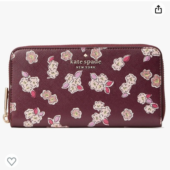 Kate Spade New York Tinsel Boxed Large Continental Wallet Deep Berry Multi - Picture 2 of 5